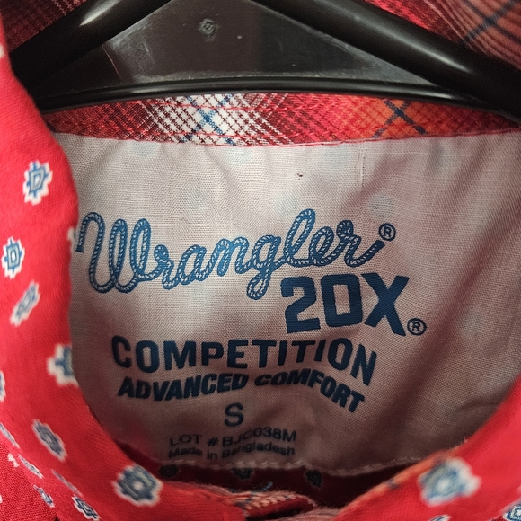 Wrangler 20X Competition Boys Small Red Geometric Long Sleeve Shirt Button Up - Picture 3 of 5